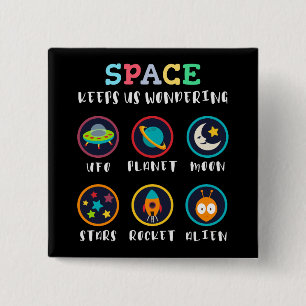 Badge Carré 5 Cm L'espace nous fait nous poser des questions