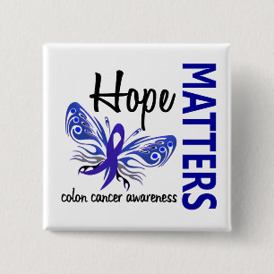 Badge Carré 5 Cm L'espoir importe cancer du colon de papillon
