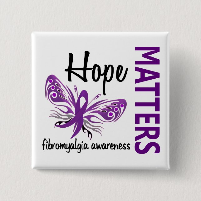 Badge Carré 5 Cm L'espoir importe fibromyalgie de papillon (Devant)