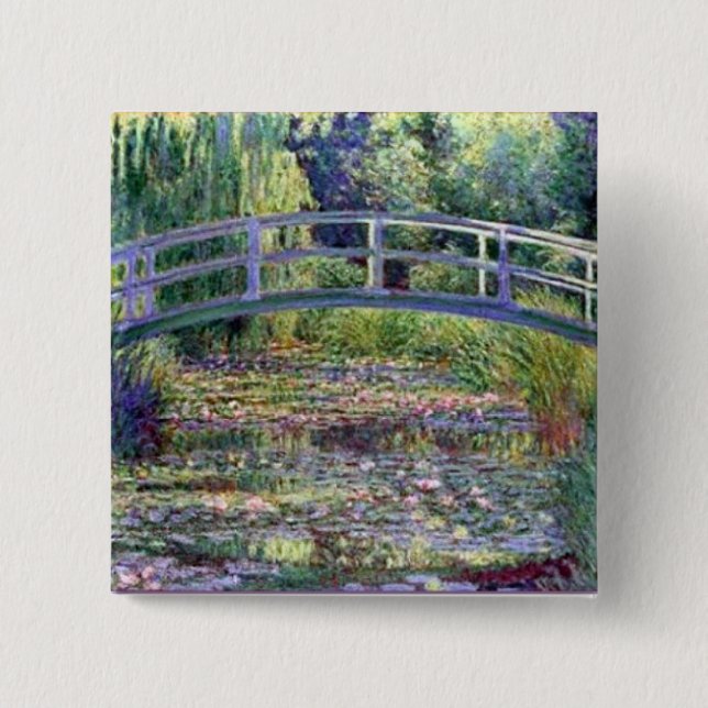 Badge Carré 5 Cm L'étang Water Lily par Claude Monet (Devant)