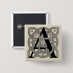 Badge Carré 5 Cm Lettre A Vintage Monogramme De Noeud Celtique