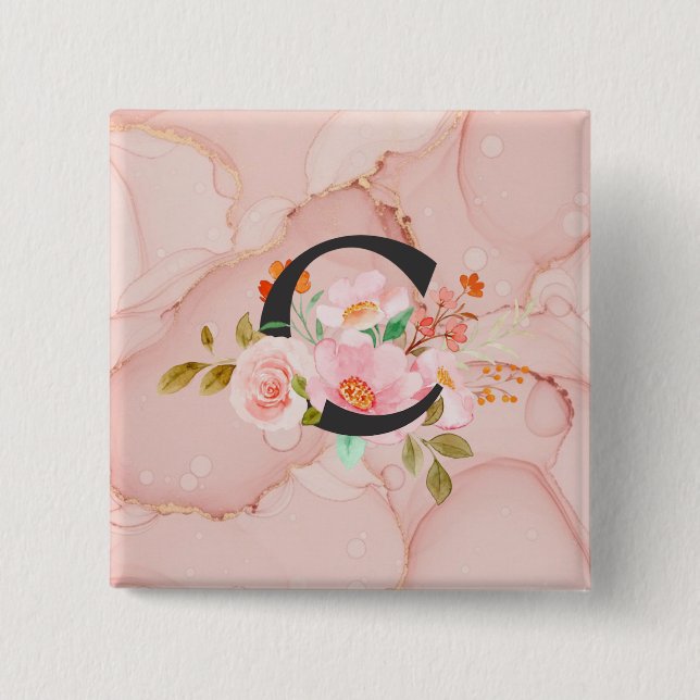 Badge Carré 5 Cm Lettre C (Devant)