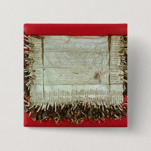 Badge Carré 5 Cm Lettre médiévale de protestation du bohémien