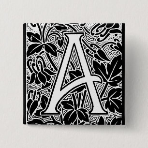 Badge Carré 5 Cm Lettre orange "A"