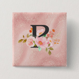 Badge Carré 5 Cm Lettre P