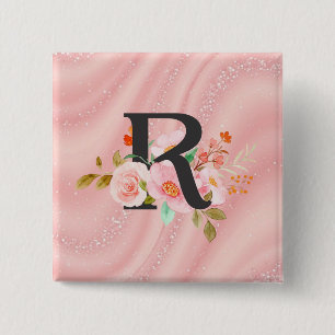 Badge Carré 5 Cm Lettre R
