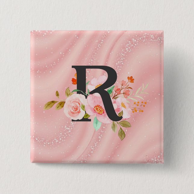 Badge Carré 5 Cm Lettre R (Devant)