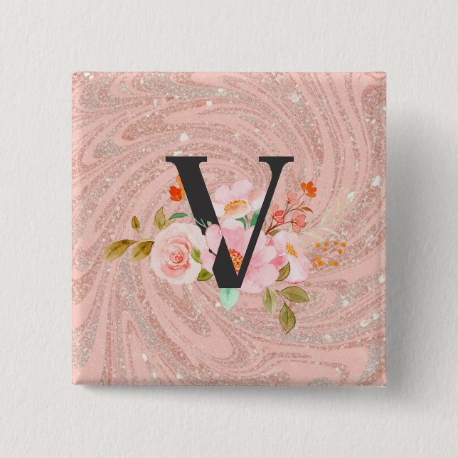 Badge Carré 5 Cm Lettre V (Devant)