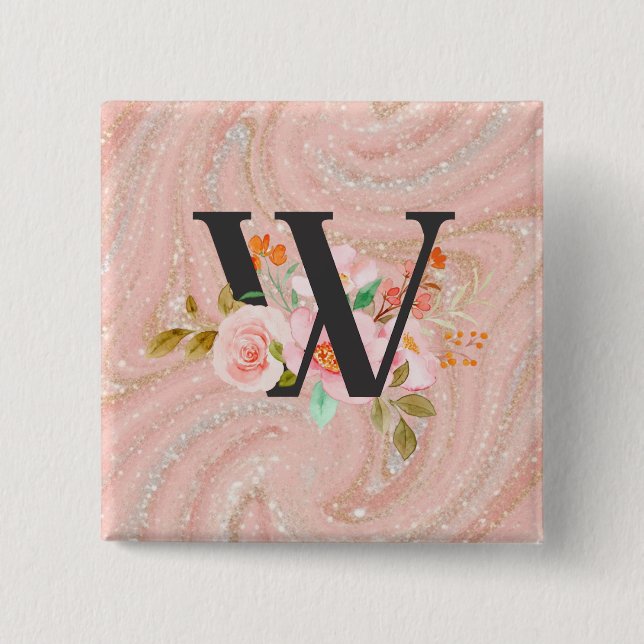 Badge Carré 5 Cm Lettre W (Devant)