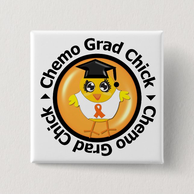 Badge Carré 5 Cm Leucémie Chemo Grad Chick (Devant)