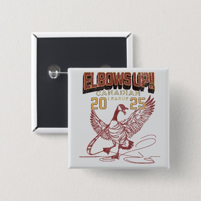 Badge Carré 5 Cm Lève les coudes ! Ligue canadienne d'oie (Devant & derrière)