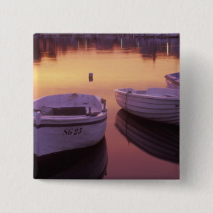 Badge Carré 5 Cm Lever de soleil sur le port de Stari Grad avec des