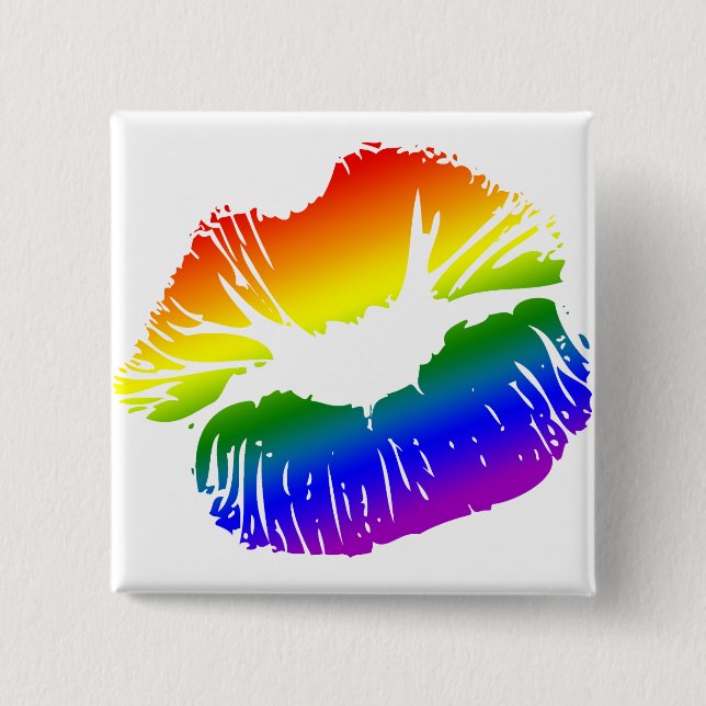 Badge Carré 5 Cm Lèvres 1 d'arc-en-ciel (Devant)