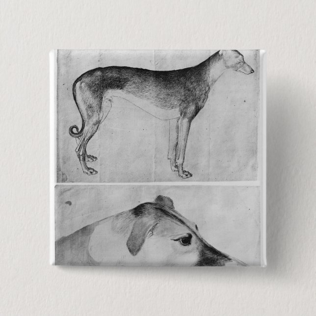 Badge Carré 5 Cm Lévrier et tête d'un lévrier (Devant)