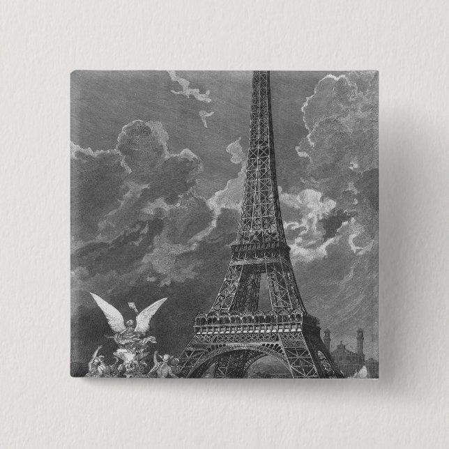 Badge Carré 5 Cm L'exposition d'universel de Tour Eiffel (Devant)