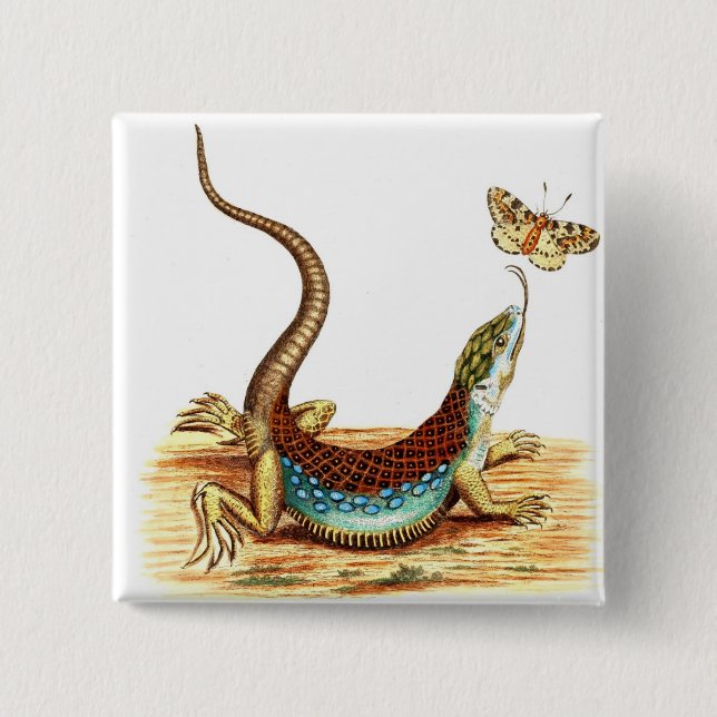 Badge Carré 5 Cm Lézard vintage (Devant)