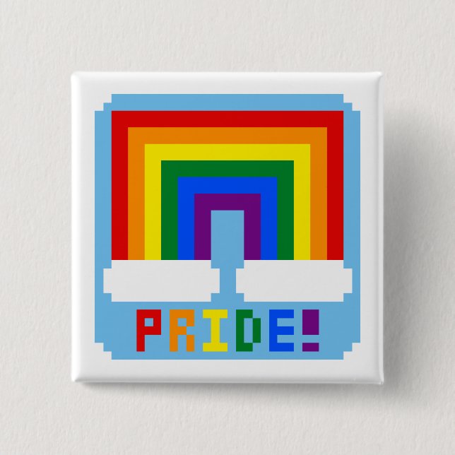 Badge Carré 5 Cm LGBT+ Fierté de pixel (Devant)