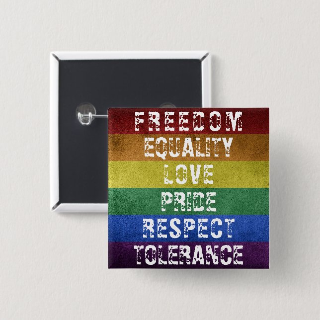 Badge Carré 5 Cm LGBT Pride Moderne Arc-en-ciel (Devant & derrière)