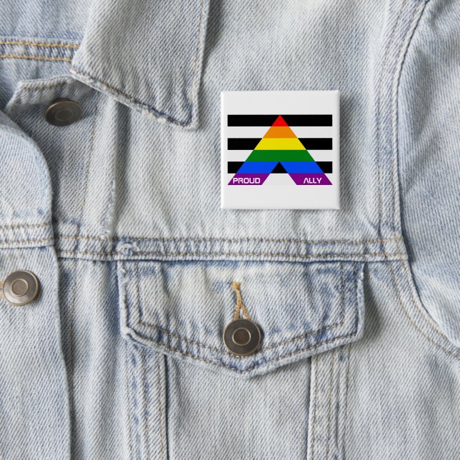 Badge Carré 5 Cm LGBT Pride Rainbow Fière Ally (En situation)