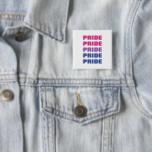 Badge Carré 5 Cm LGBTQ Bisexual Pride personnalisable Texte répété