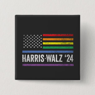 Badge Carré 5 Cm LGBTQ Harris Walz Élection du drapeau américain 20