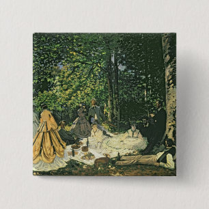 Badge Carré 5 Cm l'Herbe de sur de Claude Monet   Le Dejeuner,