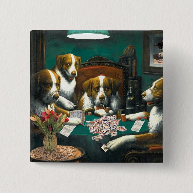 Badge Carré 5 Cm L'heure-milliampère Jongg poursuit le Pin (Devant)