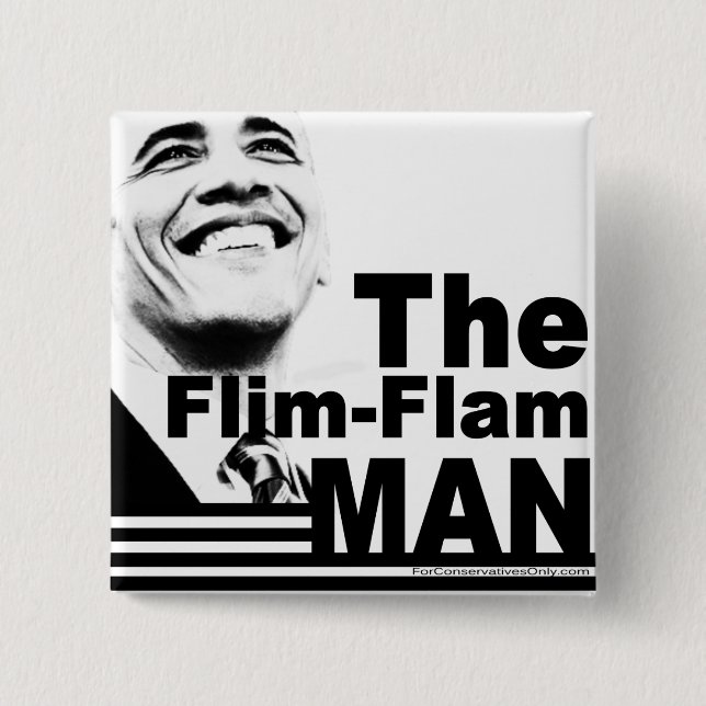 Badge Carré 5 Cm L'homme de Flim Flam (Devant)