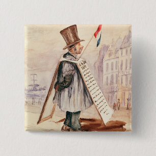 Badge Carré 5 Cm L'homme de panneau publicitaire porté par un