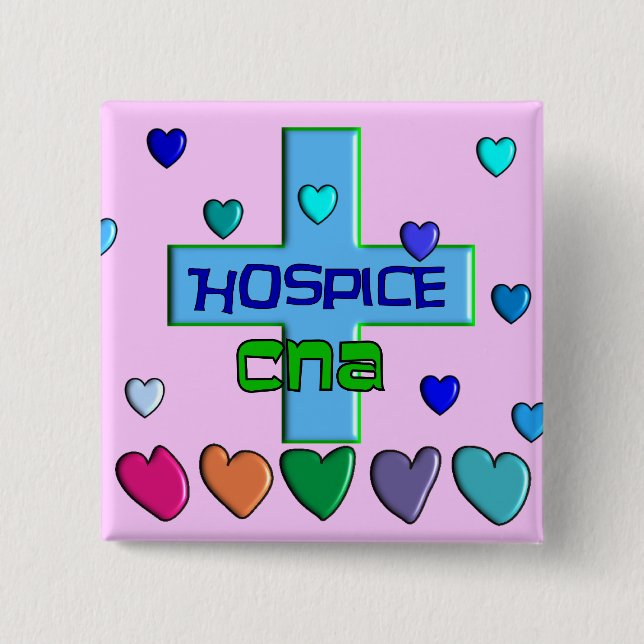 Badge Carré 5 Cm L'hospice PEUT conception multi de coeurs (Devant)