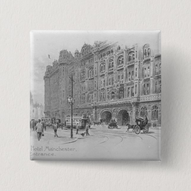Badge Carré 5 Cm L'hôtel intérieur, Manchester, c.1910 (Devant)