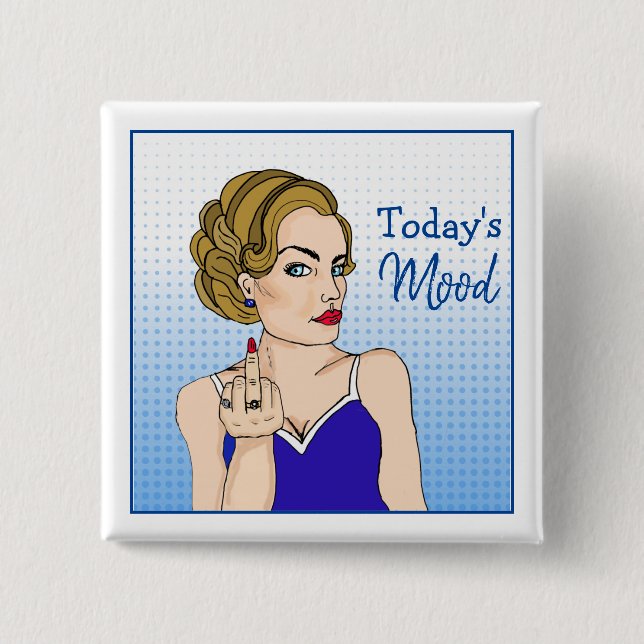 Badge Carré 5 Cm L'humeur d'aujourd'hui, une dame rétro qui renvers (Devant)
