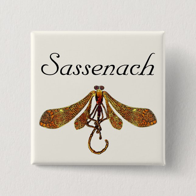 Badge Carré 5 Cm Libellule de Sassenach (Devant)