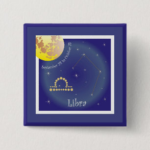 Badge Carré 5 Cm Libra 24 septembre au 23 octobre Boutons