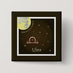 Badge Carré 5 Cm Libra 24 septembre au 23 octobre Boutons