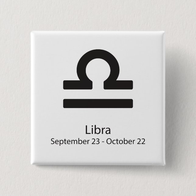 Badge Carré 5 Cm Libra signe zodiaque 23 septembre - 22 octobre (Devant)
