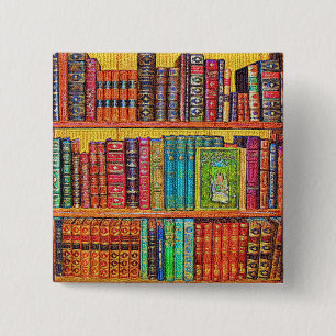 Badge Carré 5 Cm Library Books