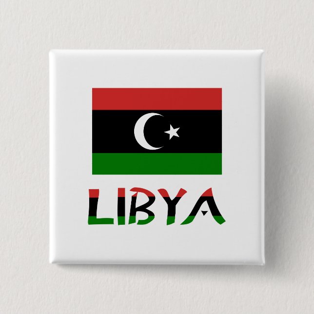 Badge Carré 5 Cm Libye et drapeau libyen (Devant)