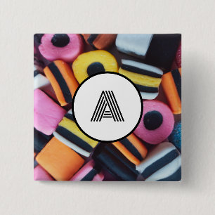 Badge Carré 5 Cm Licorice Allsports Lover Monogramme initial Amusem