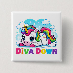 Badge Carré 5 Cm Licorne arc-en-ciel mignonne