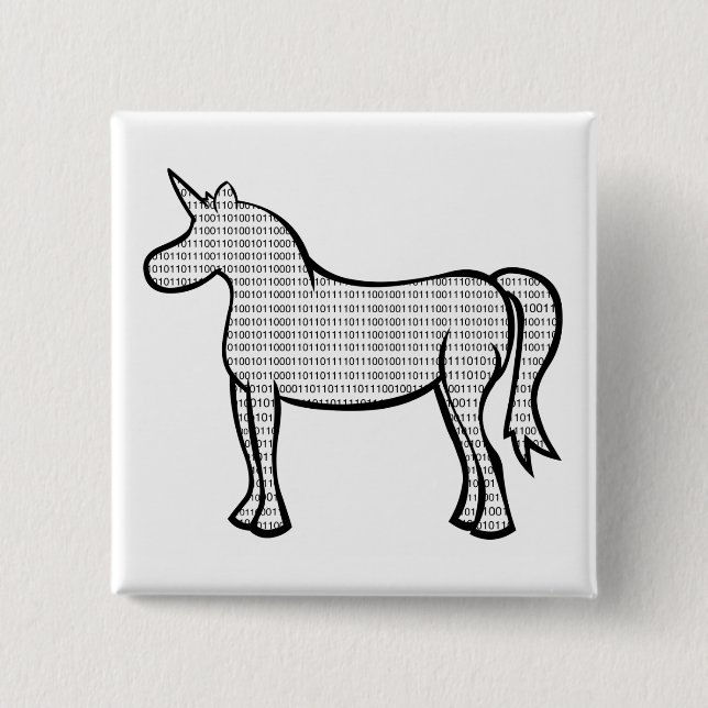 Badge Carré 5 Cm Licorne binaire (Devant)