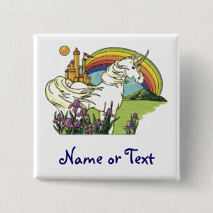 Badge Carré 5 Cm Licorne de conte de fées
