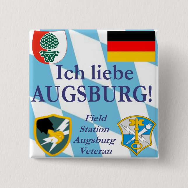 Badge Carré 5 Cm Liebe Augsbourg d'Ich !  J'aime Augsbourg !  (Devant)
