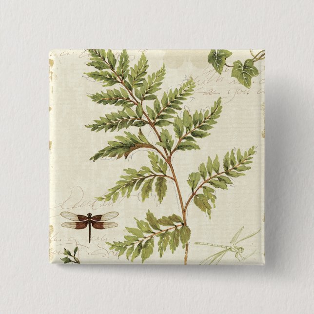 Badge Carré 5 Cm Lierres et fougères (Devant)