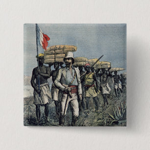 Badge Carré 5 Cm Lieutenant Mizon sur sa mission 1892