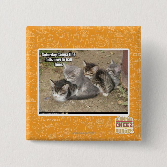 Badge Carré 5 Cm Ligne de Conga de Caturday (Devant)