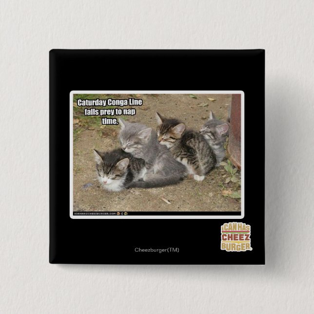 Badge Carré 5 Cm Ligne de Conga de Caturday (Devant)