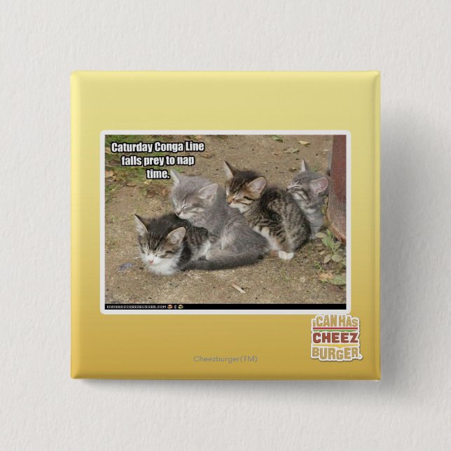 Badge Carré 5 Cm Ligne de Conga de Caturday (Devant)