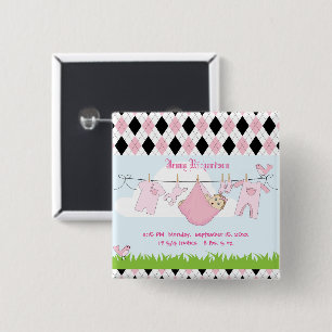 Badge Carré 5 Cm Ligne de vêtements mignonette bébé fille