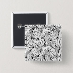 Badge Carré 5 Cm Lignes interconnectées noires et blanches amusante